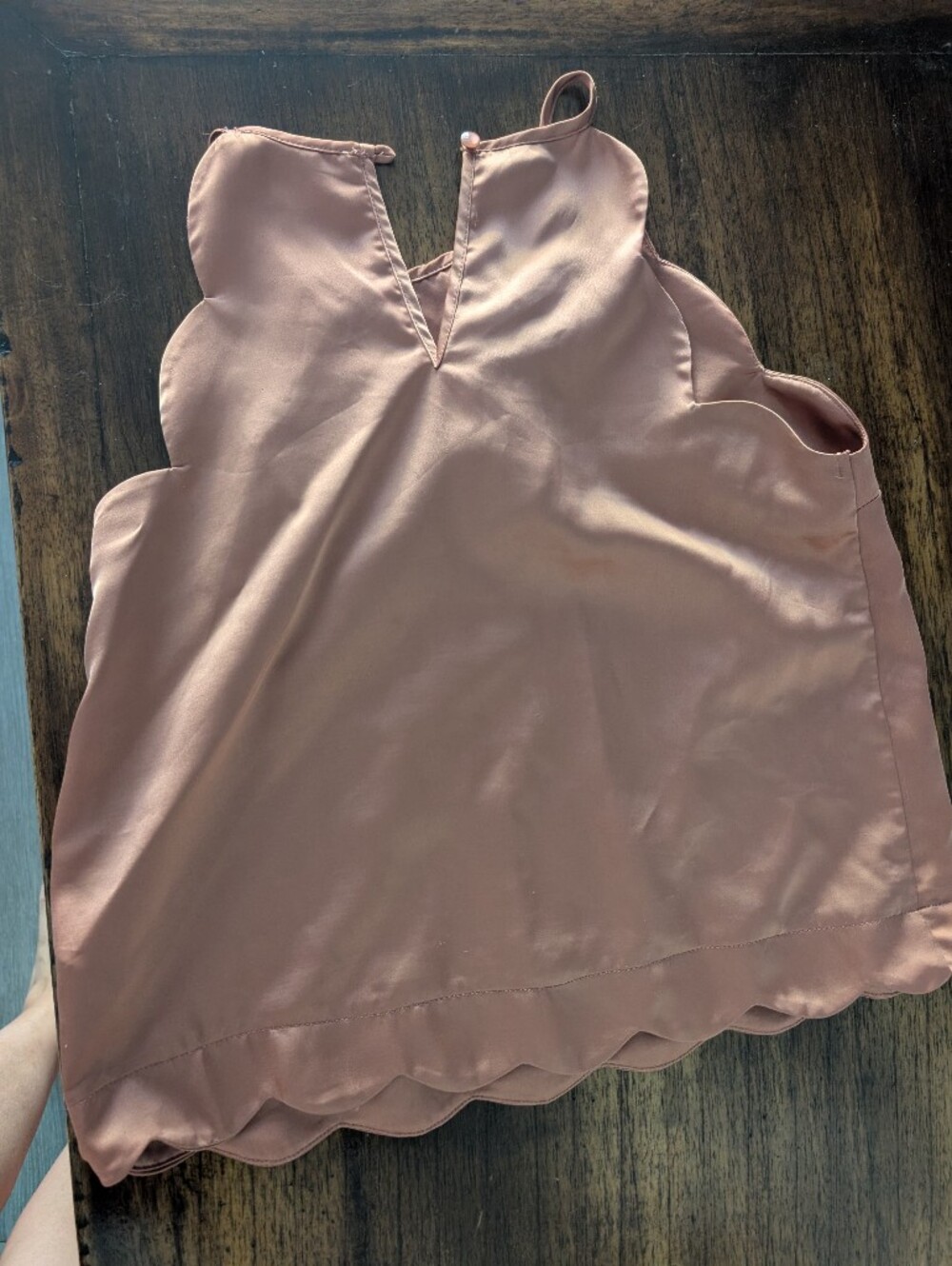 Silky Scalloped Hem Cami Top - Dusty Rose - Size s